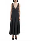 Maria Mcmanus V-neck Lace Detail Maxi Dress In Black In Black