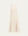 Maria Mcmanus V-neck Lace Godet Dress In Ivory