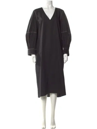 Pre-owned Maria Mcmanus V-neck Long Dress In Black