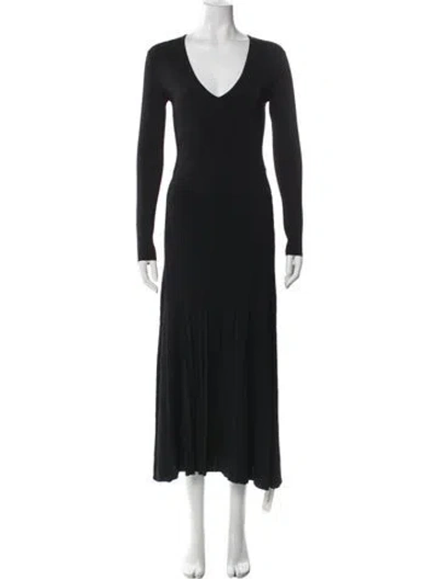 Pre-owned Maria Mcmanus V-neck Long Dress In Black