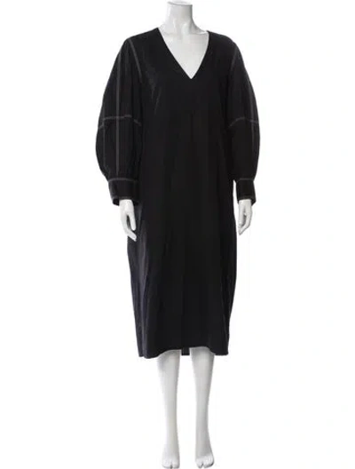 Pre-owned Maria Mcmanus V-neck Long Dress In Black
