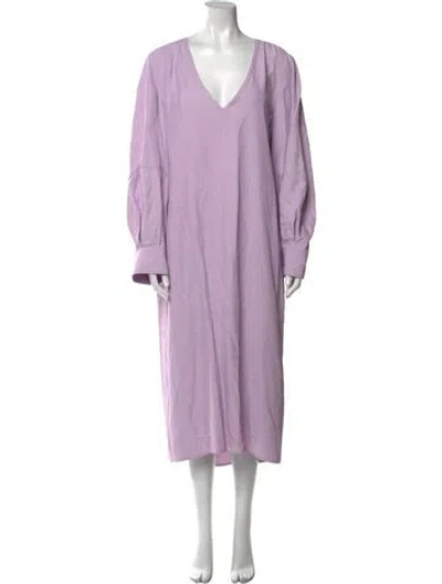 Pre-owned Maria Mcmanus V-neck Long Dress In Purple