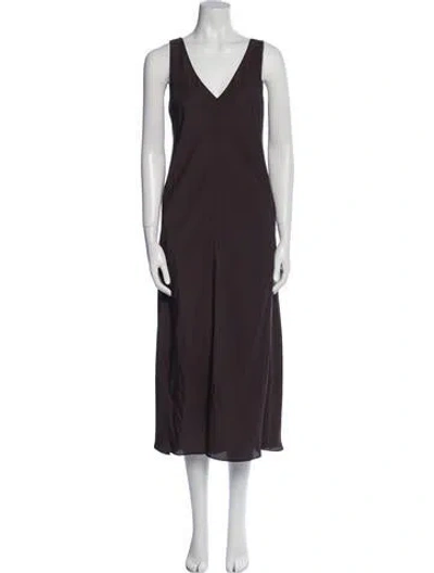 Pre-owned Maria Mcmanus V-neck Long Dress In Purple