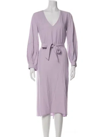 Pre-owned Maria Mcmanus V-neck Midi Length Dress In Purple
