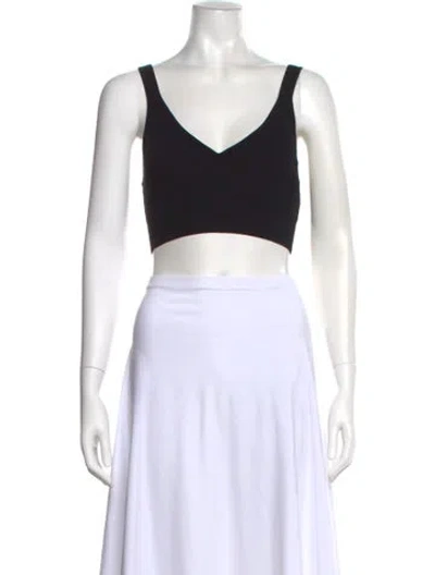 Pre-owned Maria Mcmanus V-neck Sleeveless Crop Top In Black