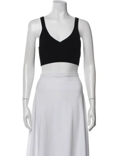 Pre-owned Maria Mcmanus V-neck Sleeveless Crop Top In Black