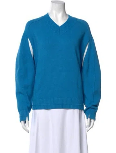 Pre-owned Maria Mcmanus V-neck Sweater W/ Tags In Blue