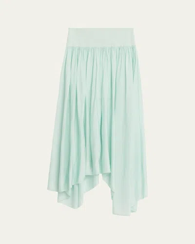 Maria Mcmanus Wave Sheer Knit Asymmetric Midi Skirt In Green