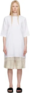 Maria Mcmanus White T-shirt Cocoon Macrame Minidress In White