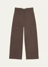 Maria Mcmanus Wide Leg Poplin Cargo Pants In Chocolate