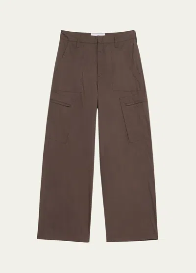 Maria Mcmanus Wide Leg Poplin Cargo Pants In Chocolate