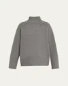 Maria Mcmanus Wool And Cashmere Button Mock-neck Sweater In Gray
