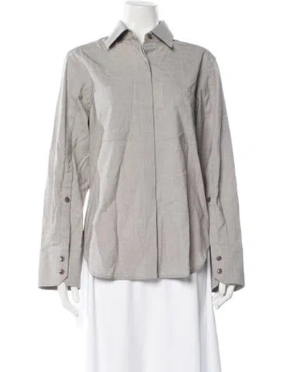 Pre-owned Maria Mcmanus Wool Long Sleeve Button-up Top W/ Tags In Gray