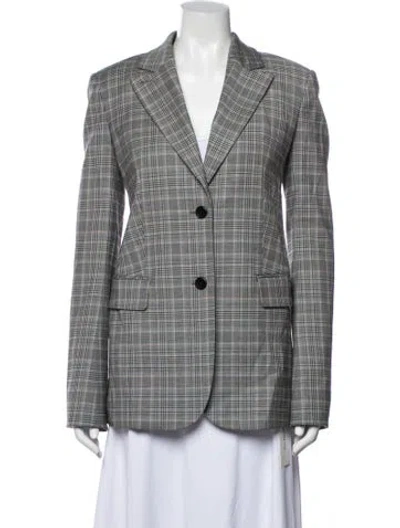 Pre-owned Maria Mcmanus Wool Plaid Print Blazer In Grey