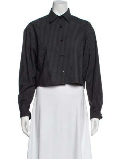 Pre-owned Maria Mcmanus Wool Striped Button-up Top In Gray