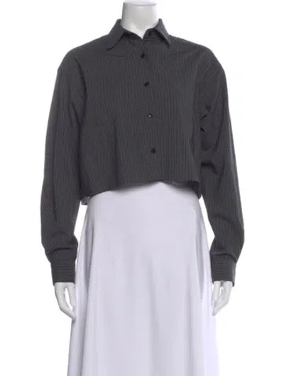 Pre-owned Maria Mcmanus Wool Striped Button-up Top In Gray