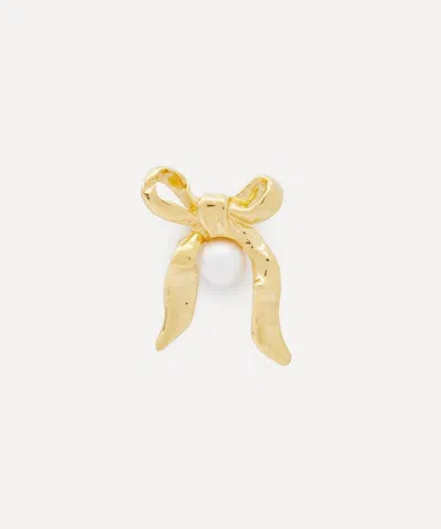 Maria Nilsdotter 18ct Gold-plated Bow With Pearl Stud Earring