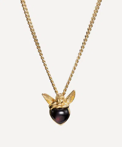 Maria Nilsdotter 18ct Gold-plated Cherub Garnet Pendant Necklace