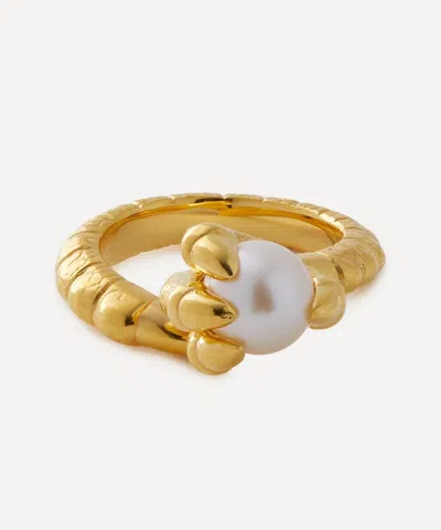 Maria Nilsdotter 18ct Gold-plated Claw Pearl Ring