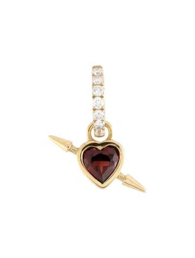 Pre-owned Maria Nilsdotter 18k Garnet & Diamond Rebel Heart Earring In Multicolor