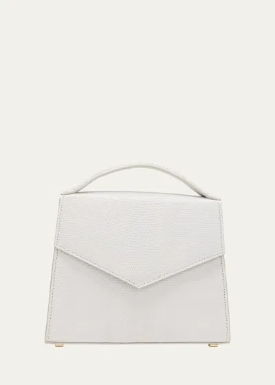 Maria Oliver Julia Medium Lizard Top-handle Bag In White