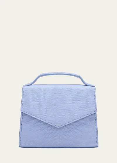 Maria Oliver Julia Mini Lizard Top-handle Bag In Pastel Blue