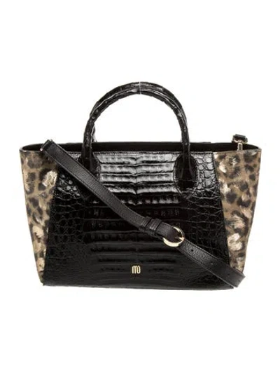 Pre-owned Maria Oliver Leather Top Handle Bag In Black