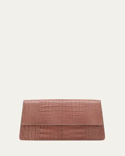 Maria Oliver Michelle Crocodile Flap Crossbody Bag In Ash Rose 22