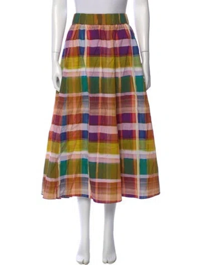 Pre-owned Maria Oliver Plaid Print Midi Length Skirt In Multi
