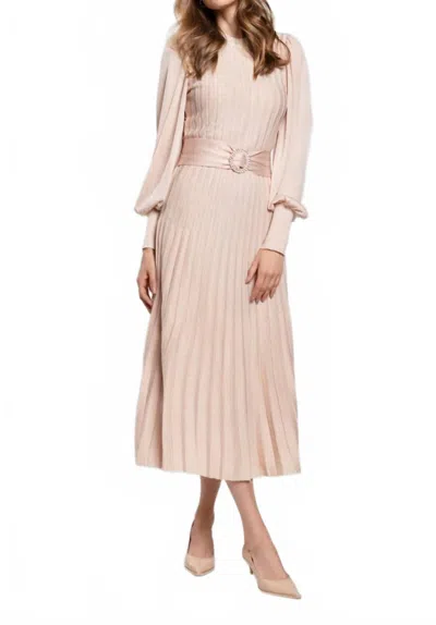 Maria Pavan Pleated Midi Dress In Blush In Pink