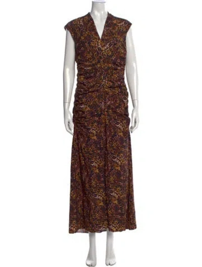Pre-owned Maria Pinto Animal Print Long Dress In Multicolor