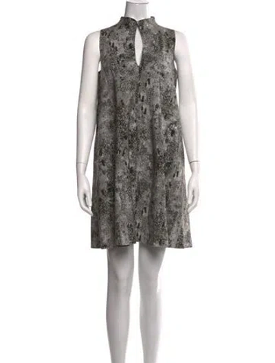 Pre-owned Maria Pinto Animal Print Mini Dress In Grey