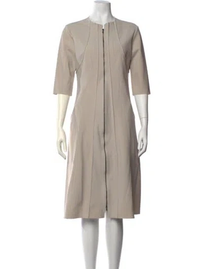 Pre-owned Maria Pinto Crew Neck Midi Length Dress In Neutral