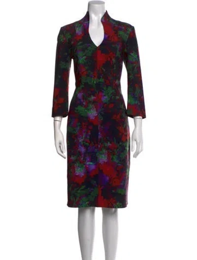 Pre-owned Maria Pinto Floral Print Knee-length Dress In Multicolor