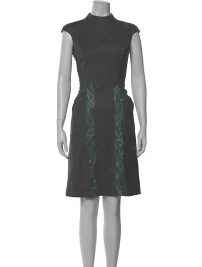 Pre-owned Maria Pinto Graphic Print Knee-length Dress In Gray