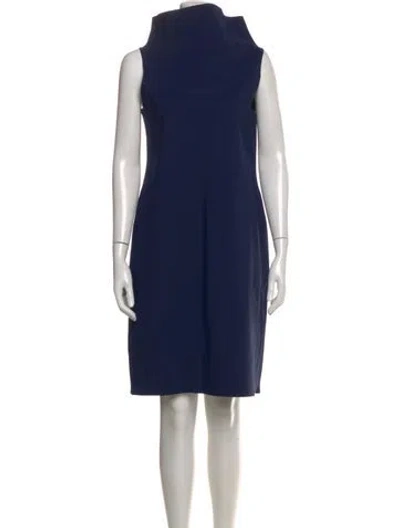 Pre-owned Maria Pinto Mock Neck Knee-length Dress In Blue
