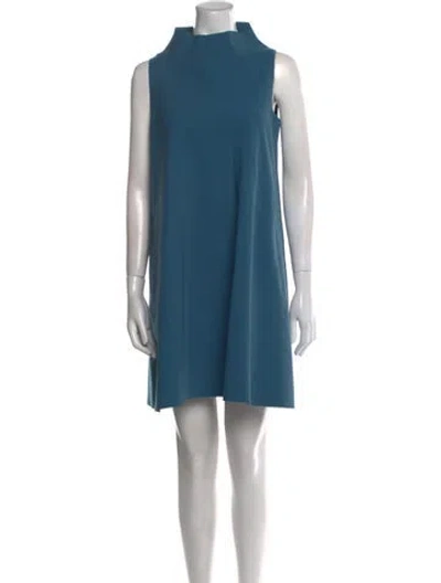 Pre-owned Maria Pinto Mock Neck Mini Dress In Blue