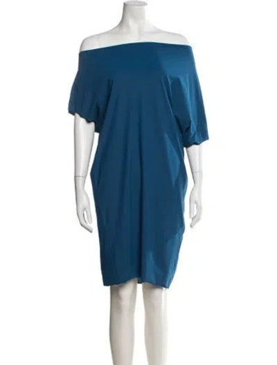 Pre-owned Maria Pinto Off-the-shoulder Knee-length Dress In Blue