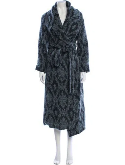 Pre-owned Maria Pinto Plaid Print Faux Fur Coat In Green