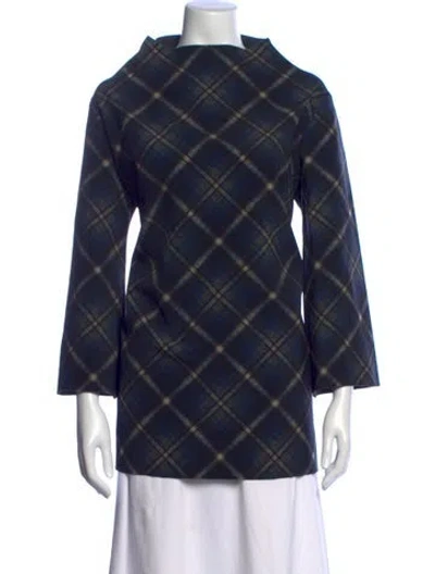 Pre-owned Maria Pinto Plaid Print Midi Length Dress In Blue