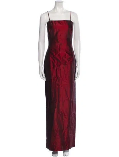 Pre-owned Maria Pinto Silk Long Dress In Burgundy