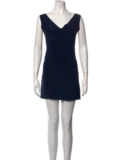 Pre-owned Maria Pinto Silk Mini Dress In Blue