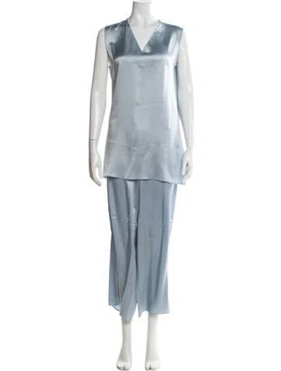 Pre-owned Maria Pinto Silk Pant Set In Blue