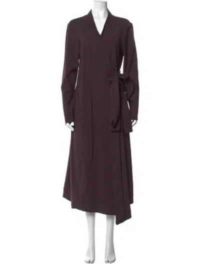 Pre-owned Maria Pinto V-neck Long Dress In Purple