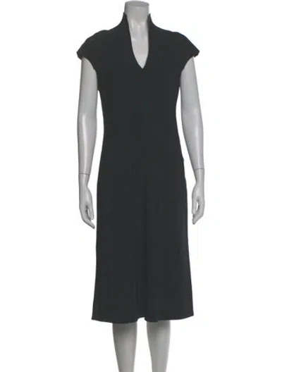 Pre-owned Maria Pinto V-neck Midi Length Dress In Gray