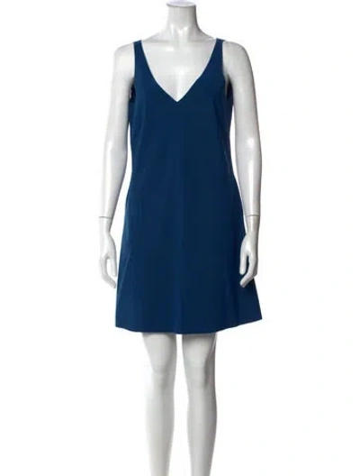 Pre-owned Maria Pinto V-neck Mini Dress In Blue