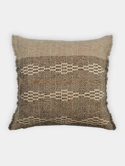 Maria Sigma Melissanthi Handwoven Wool And Silk Cushion  Abask Luxury Gift In Brown