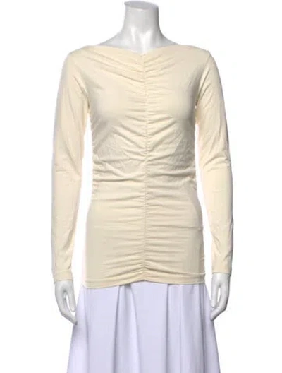 Pre-owned Maria Stanley Scoop Neck Long Sleeve Top In Neutrals