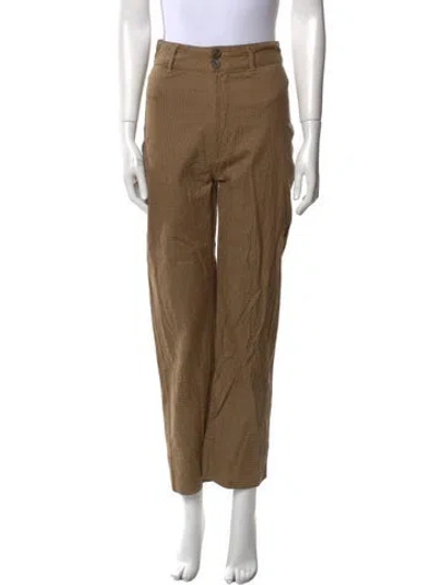 Pre-owned Maria Stanley Wool Straight Leg Pants In Brown