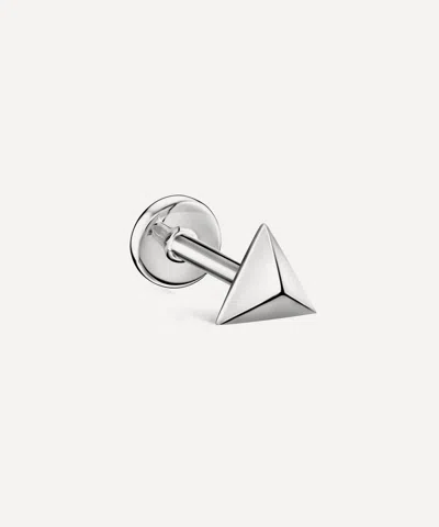 Maria Tash 14ct White Gold 5mm Faceted Triangle Threaded Stud Earring